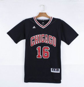 Maillot De Basket Chicago Bulls Pau Gasol 16 Manches Courtes Noir